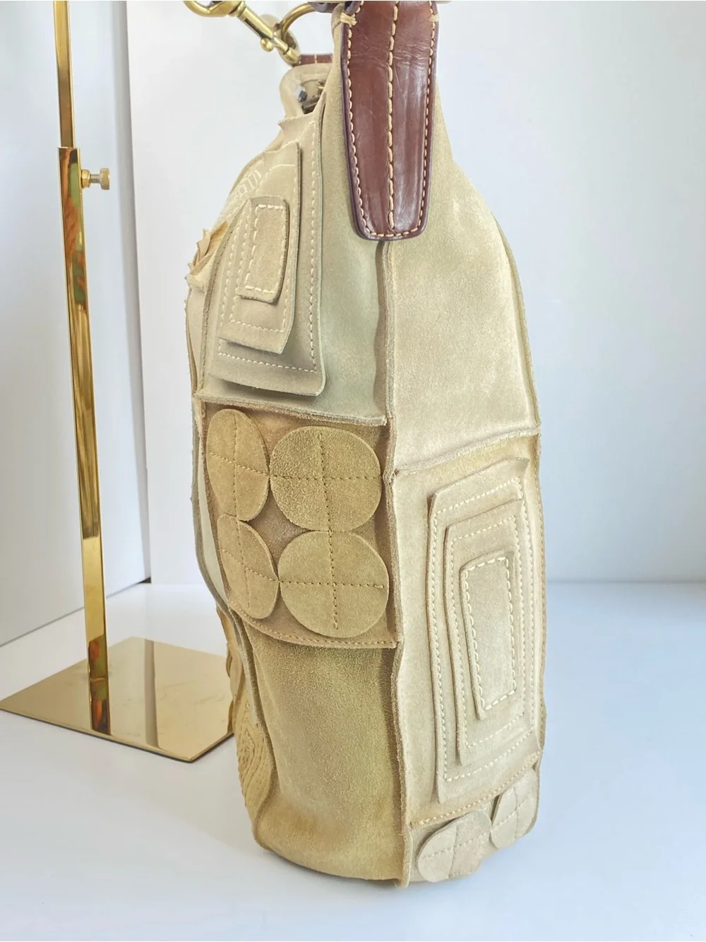 Coach XL Y2K Limited Edition Suede Patchwork Mosaic Shoulder Tote Bag - Picture 13 of 16